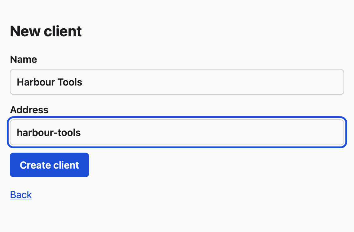 The New client form